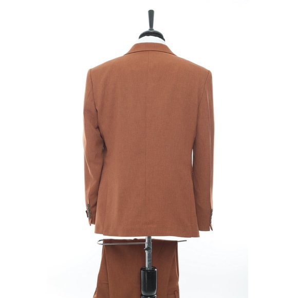 Derman Brown Patterned Fabric Luxury Suit 3 Pieces - Picture 5 of 6